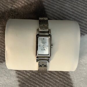 Coach Metallic Silver Rectangular Watch